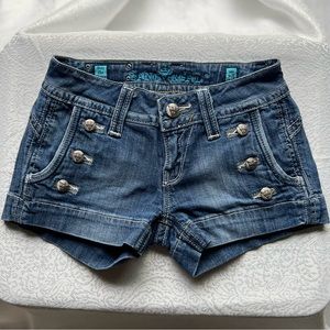 Sang Real Sailor-Buttoned Denim Shorts - Size 25, Vintage-Inspired